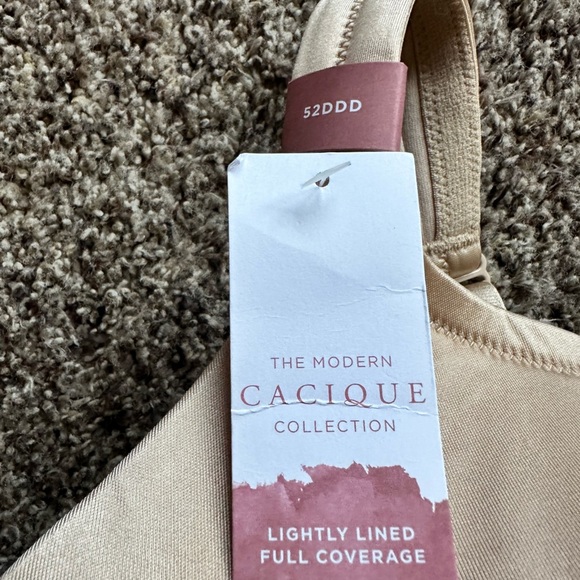 Cacique NEW Smooth Lightly Lined Full Coverage Bra Color Cafe Nude Sz 52DDD - Picture 4 of 6